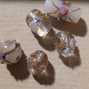 Elegant Glass Bead Set with Pink and Blue Accents